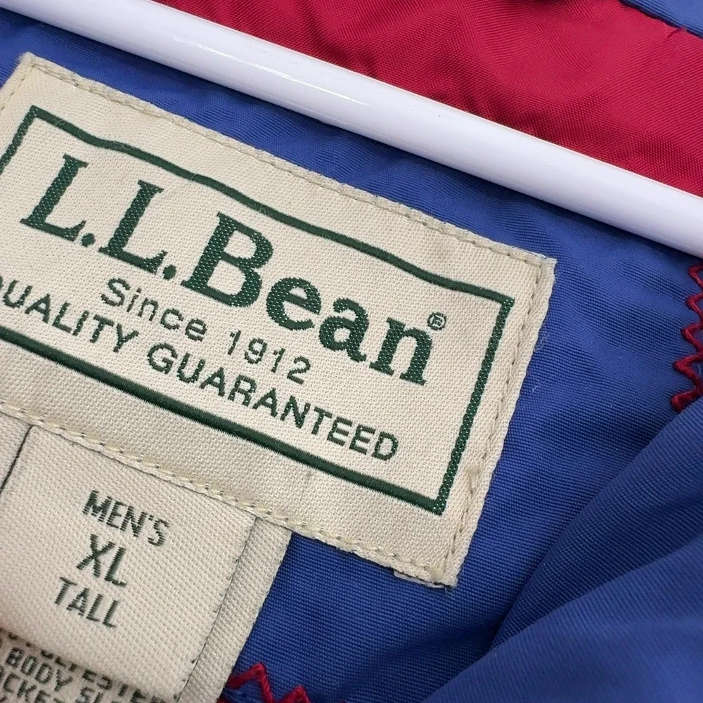 LL Bean Jacket Mens XL Tall Blue Nylon Hooded Full Zip Gorpcore Outdoor Hiking